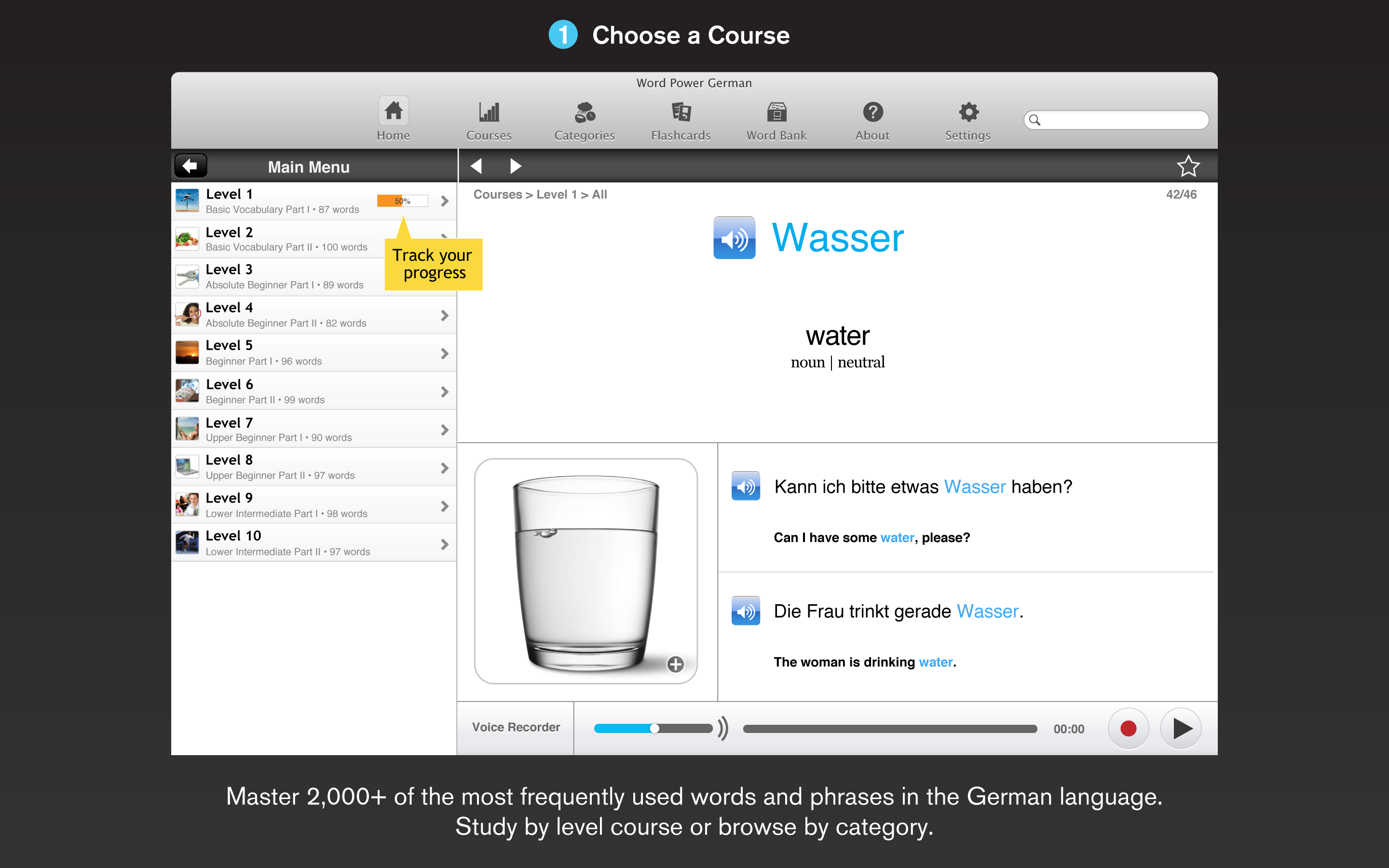 Screenshot 1 - Learn German - Gengo WordPower 